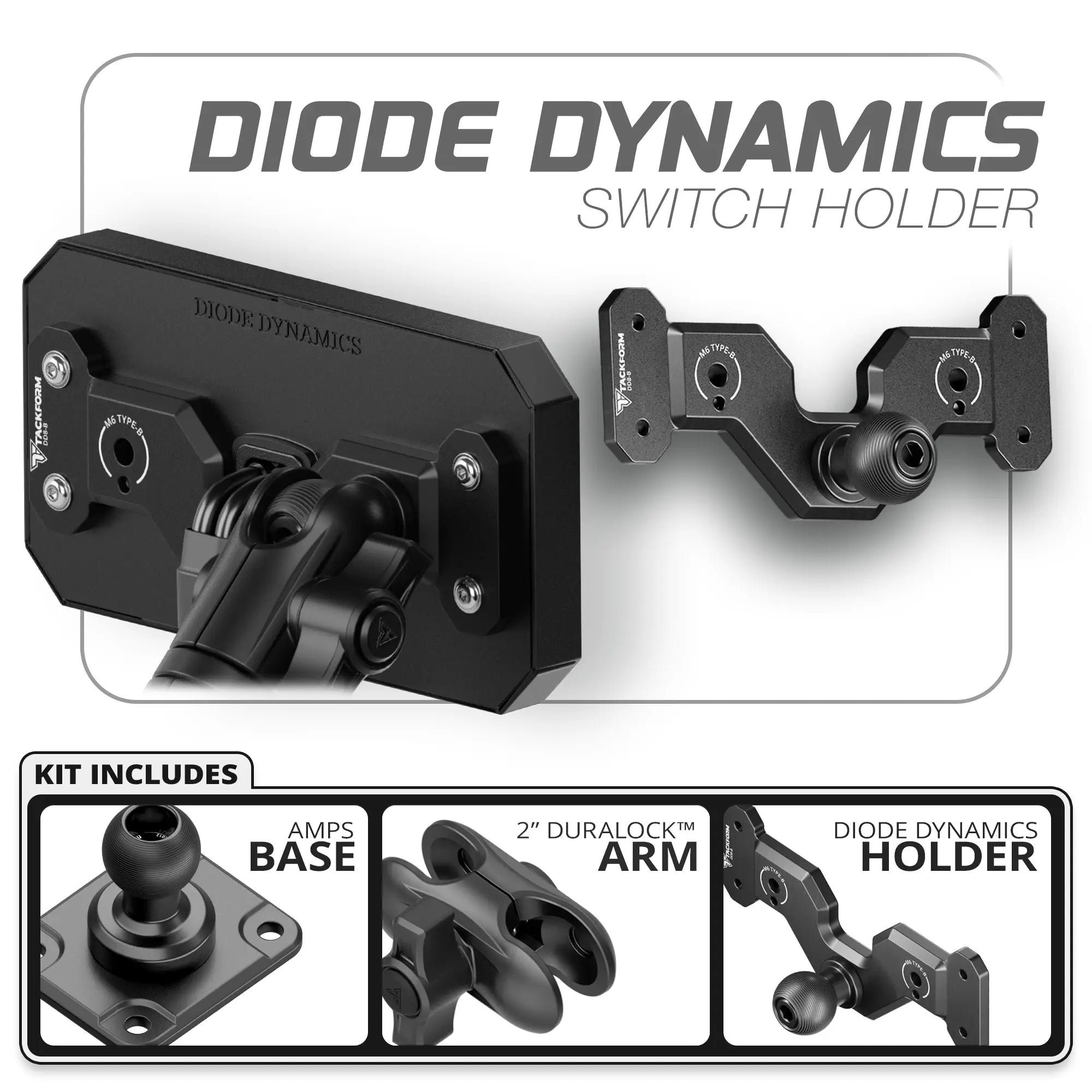 8 Channel Diode Dynamics D-Switch Holder | TRAXX™ - Fast AMPS Base | 2" DuraLock Arm