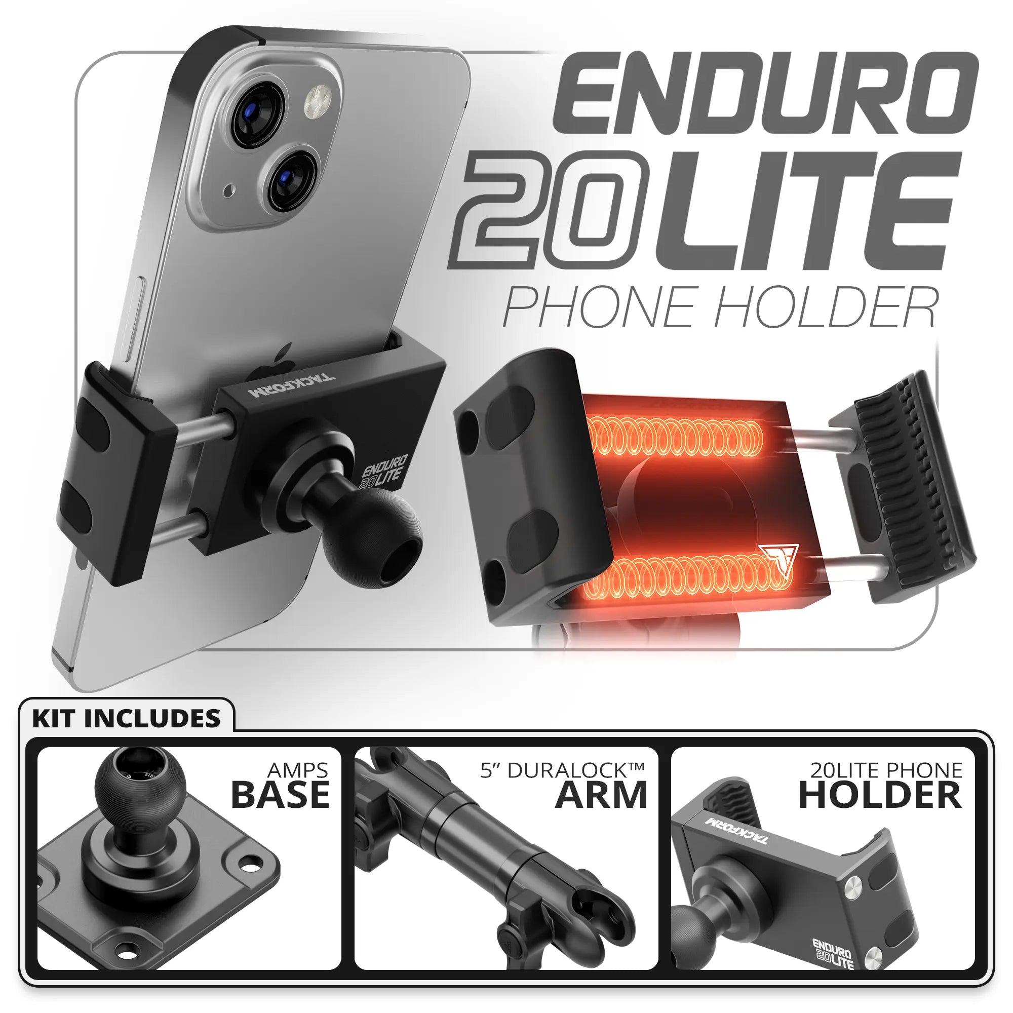 20LITE Phone Holder  | TRAXX™ - Fast AMPS Base | 5" DuraLock Arm
