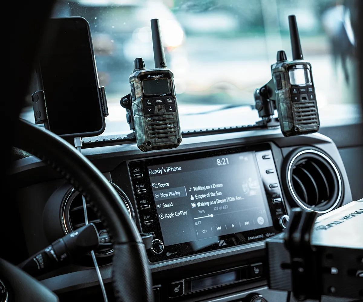 3rd Gen Tacoma Phone Mount picatinny dash bracket with dual handheld radio mounts