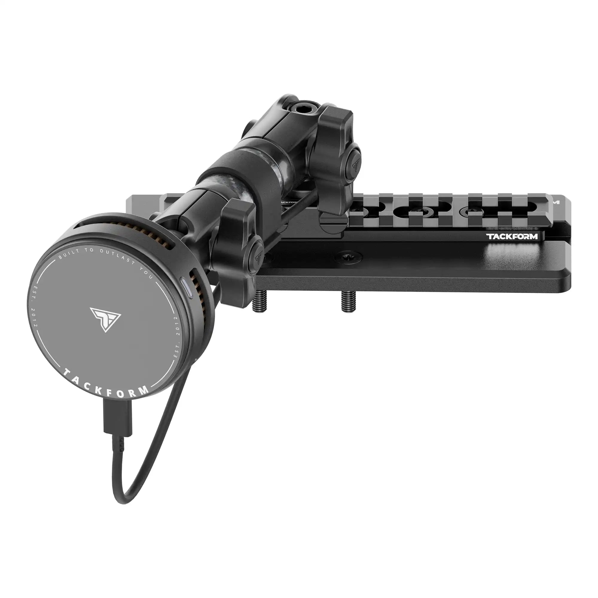 2024+ Jeep Wrangler JL & Gladiator (Not Compatible With 4xe) Tackform Assault Track Picatinny Dash Bracket With Qi2.2/MagSafe Charging & Cooling Phone Mount | Driver Side