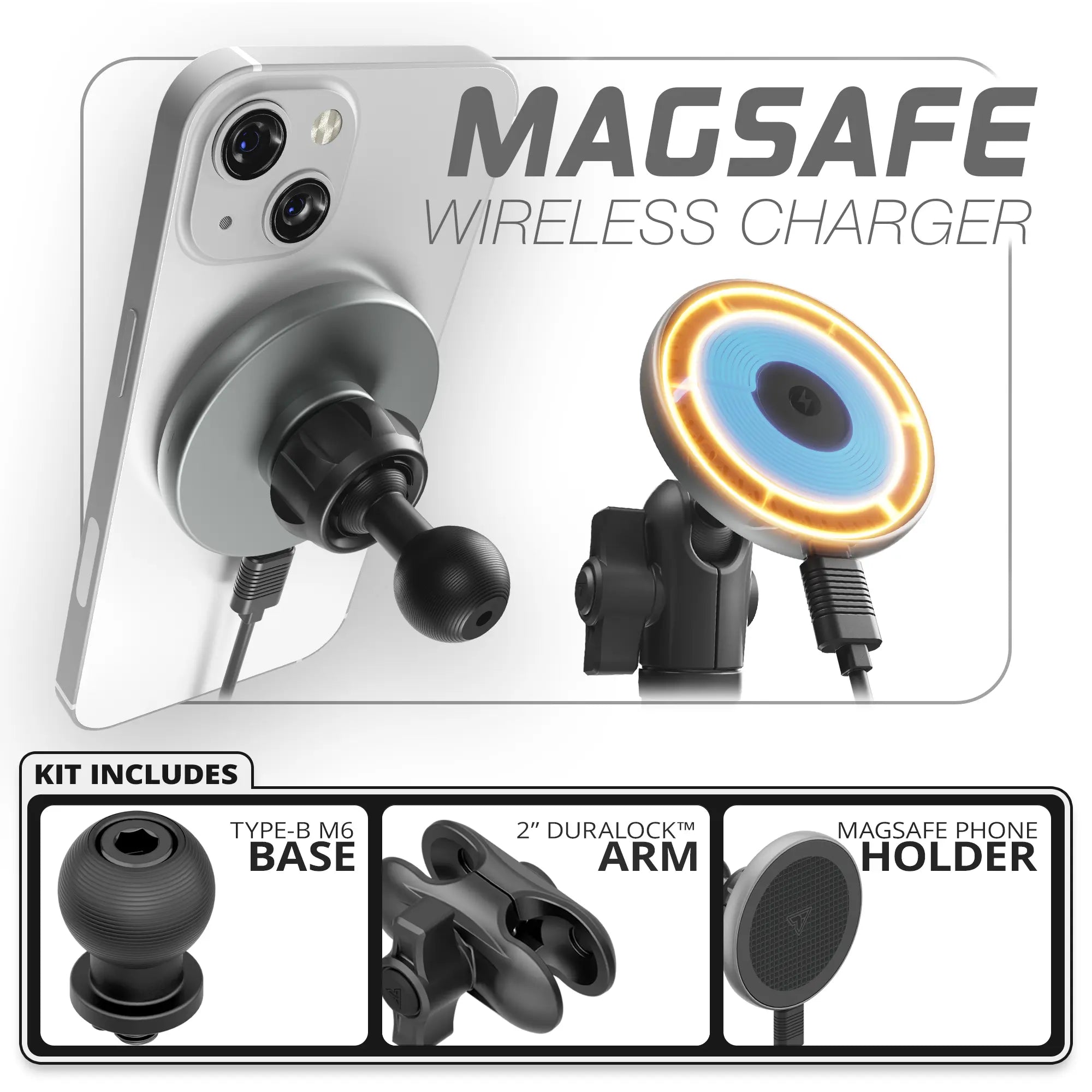 MagSafe Charging Phone Holder | 20mm Type-B Base | 2" DuraLock Arm