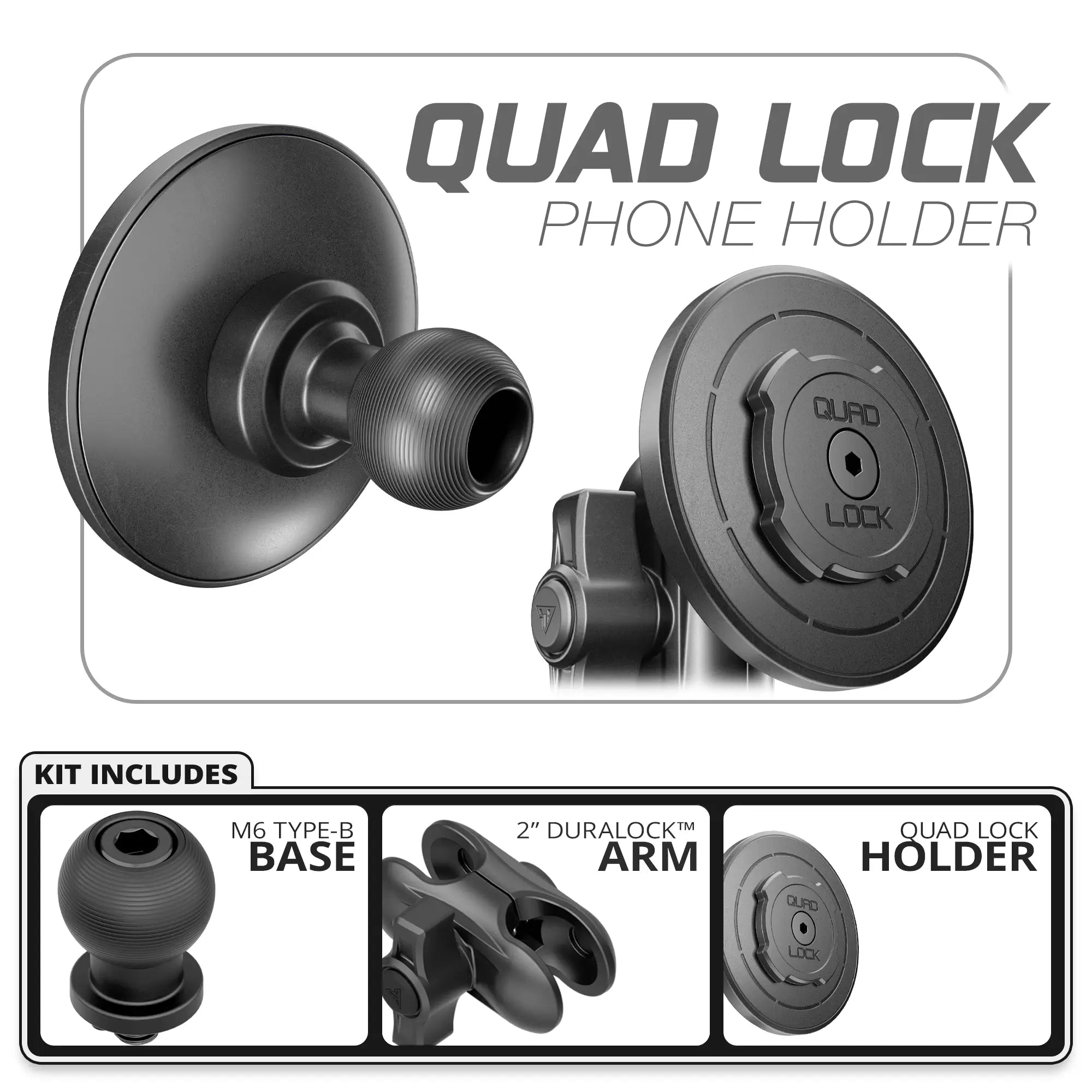 Quad Lock MAG™ Phone Holder | 20mm Type-B Base | 2" DuraLock Arm
