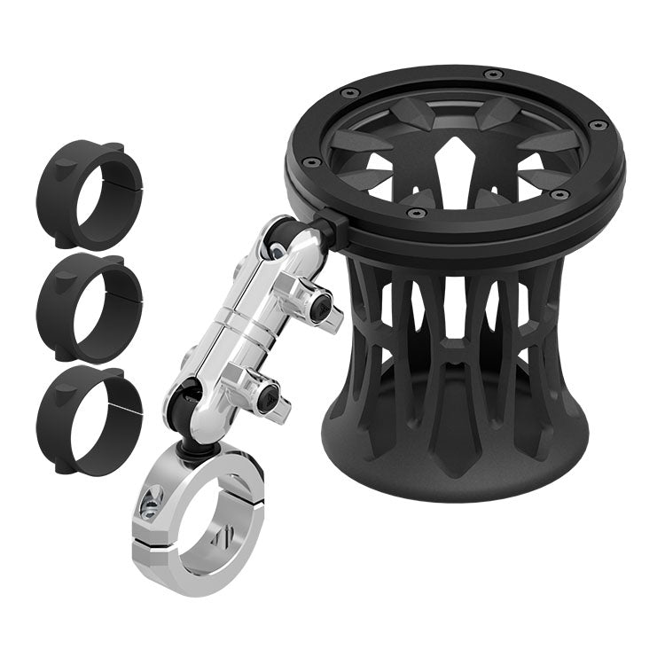 Chrome Motorcycle Drink Holder | BC3 Universal Clamp for 1-1/4" to 1-1/2" Handlebars | 3.5" DuraLock™ Arm