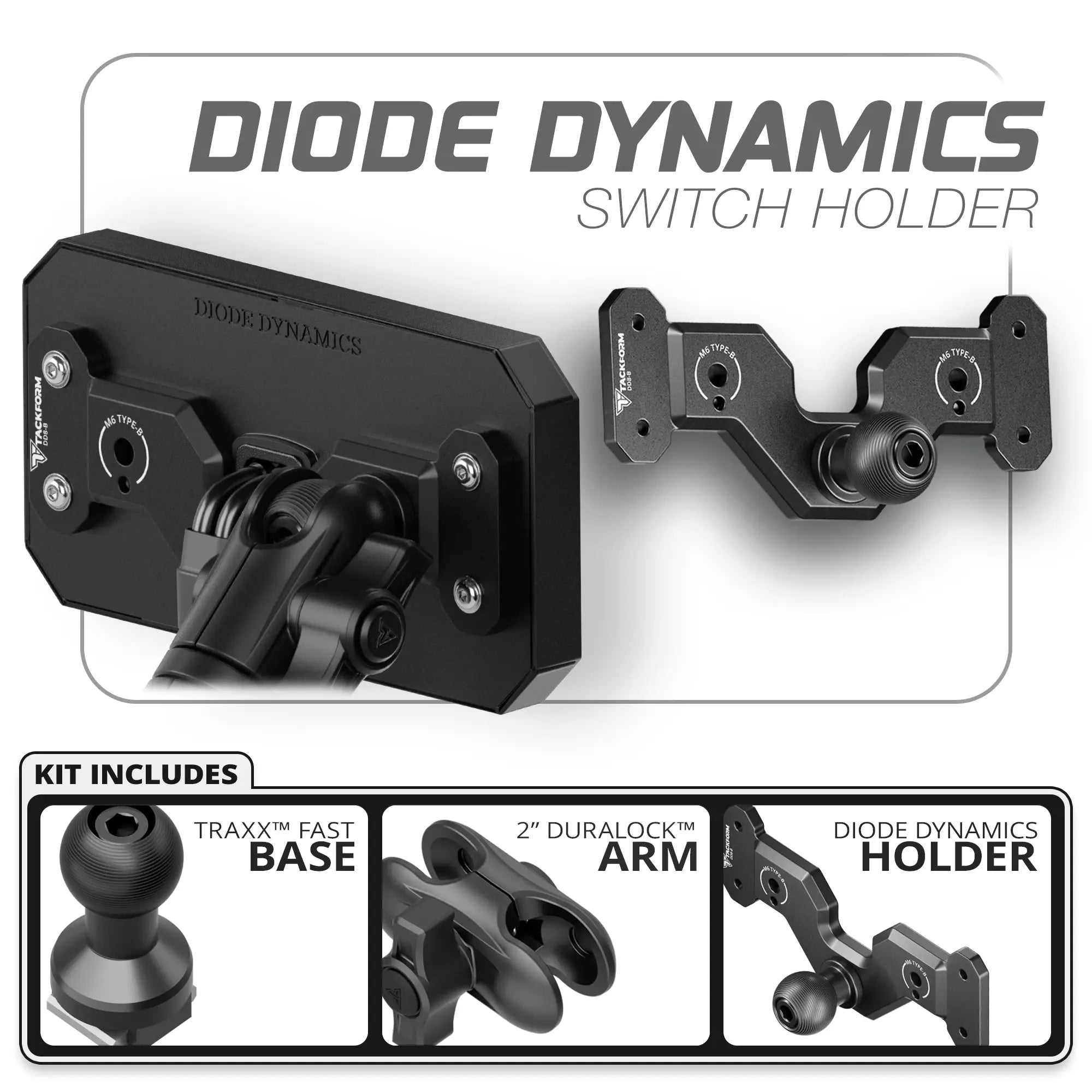 8 Channel Diode Dynamics D-Switch Holder | TRAXX™ - Fast Track Base | 2" DuraLock Arm