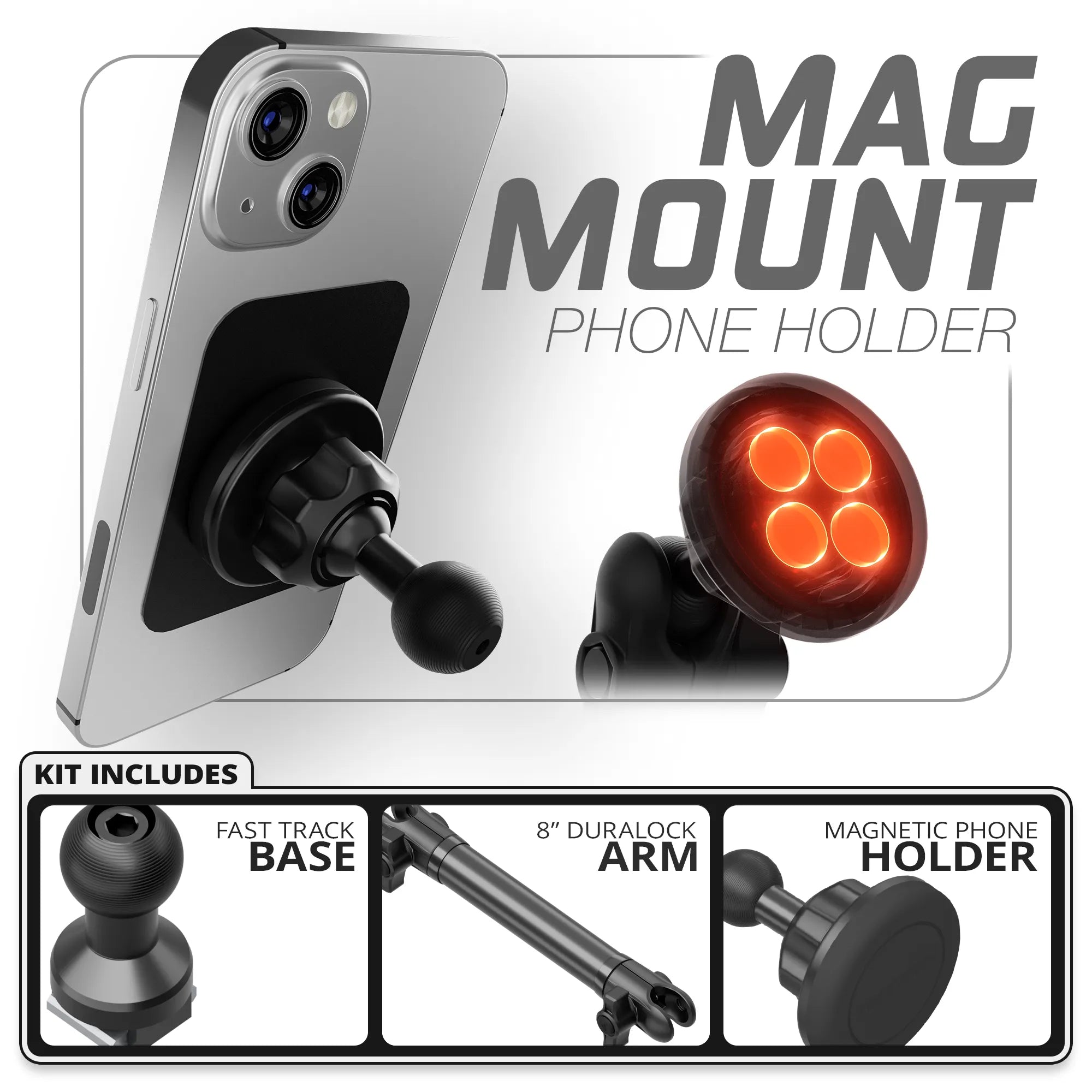 Magnetic Phone Holder | TRAXX™ - Fast Track Base | 8" DuraLock Arm