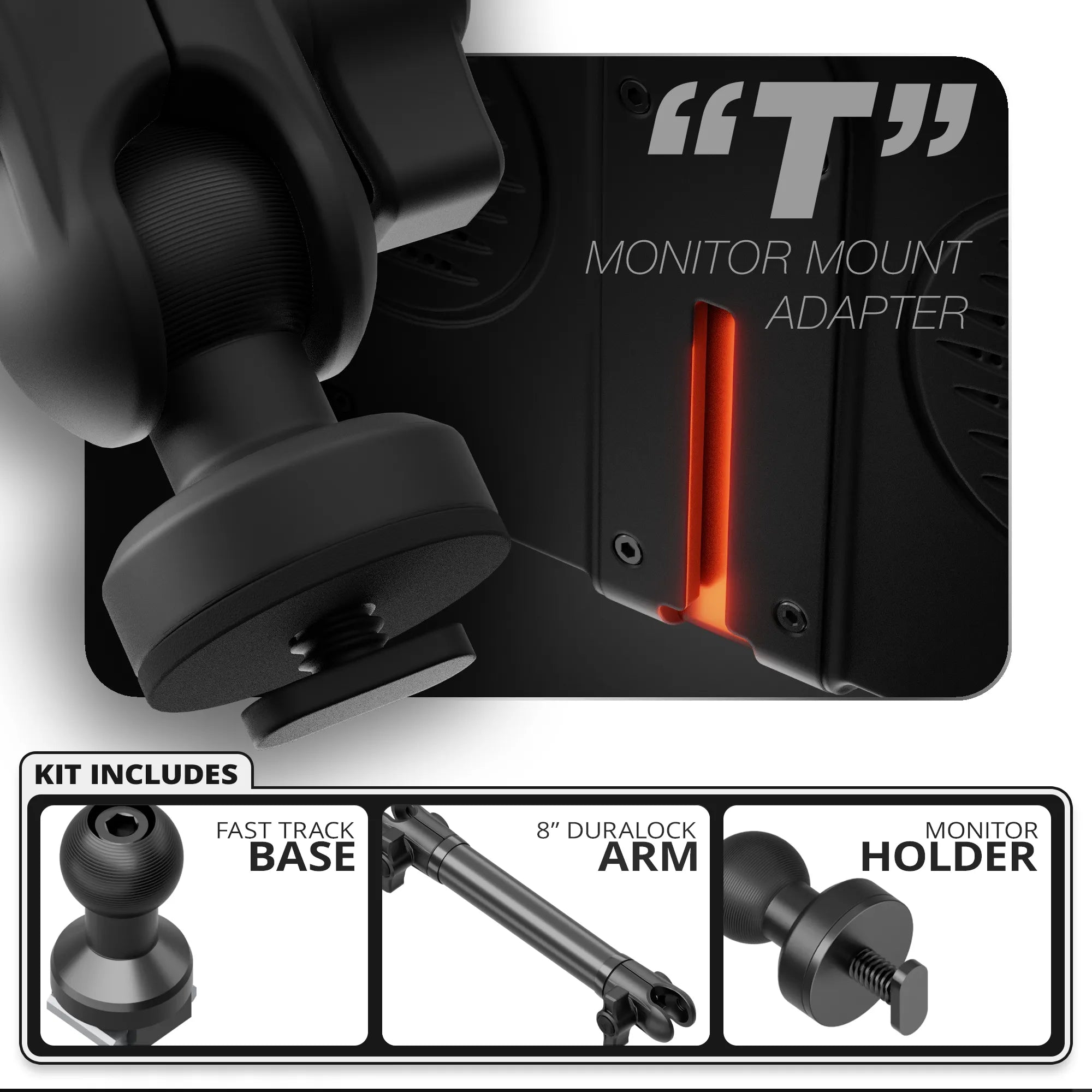 Single T Screw | TRAXX™ - Fast Track Base | 8" DuraLock Arm