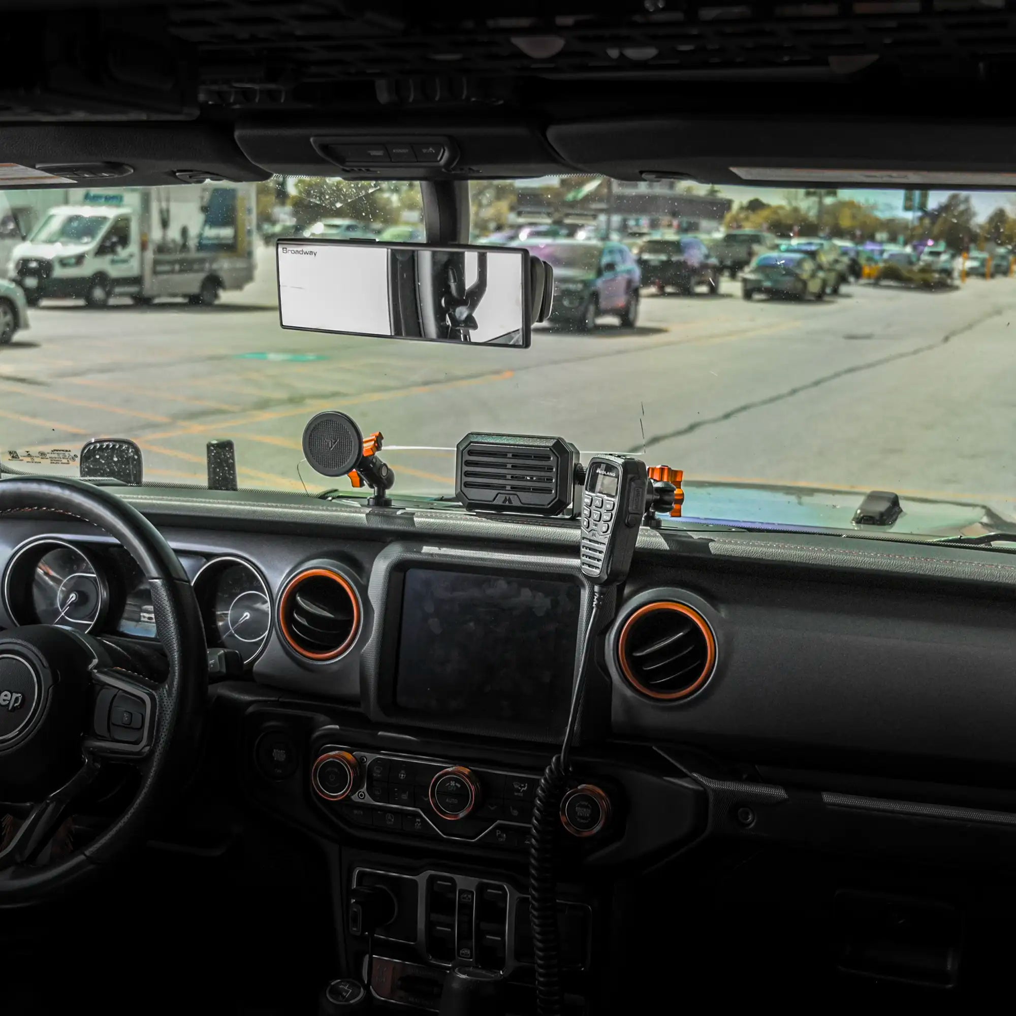 Jeep Metal Dash Mount With Radio Holder and Magsafe Phone Holder, Compatible with Midland Mini Speaker