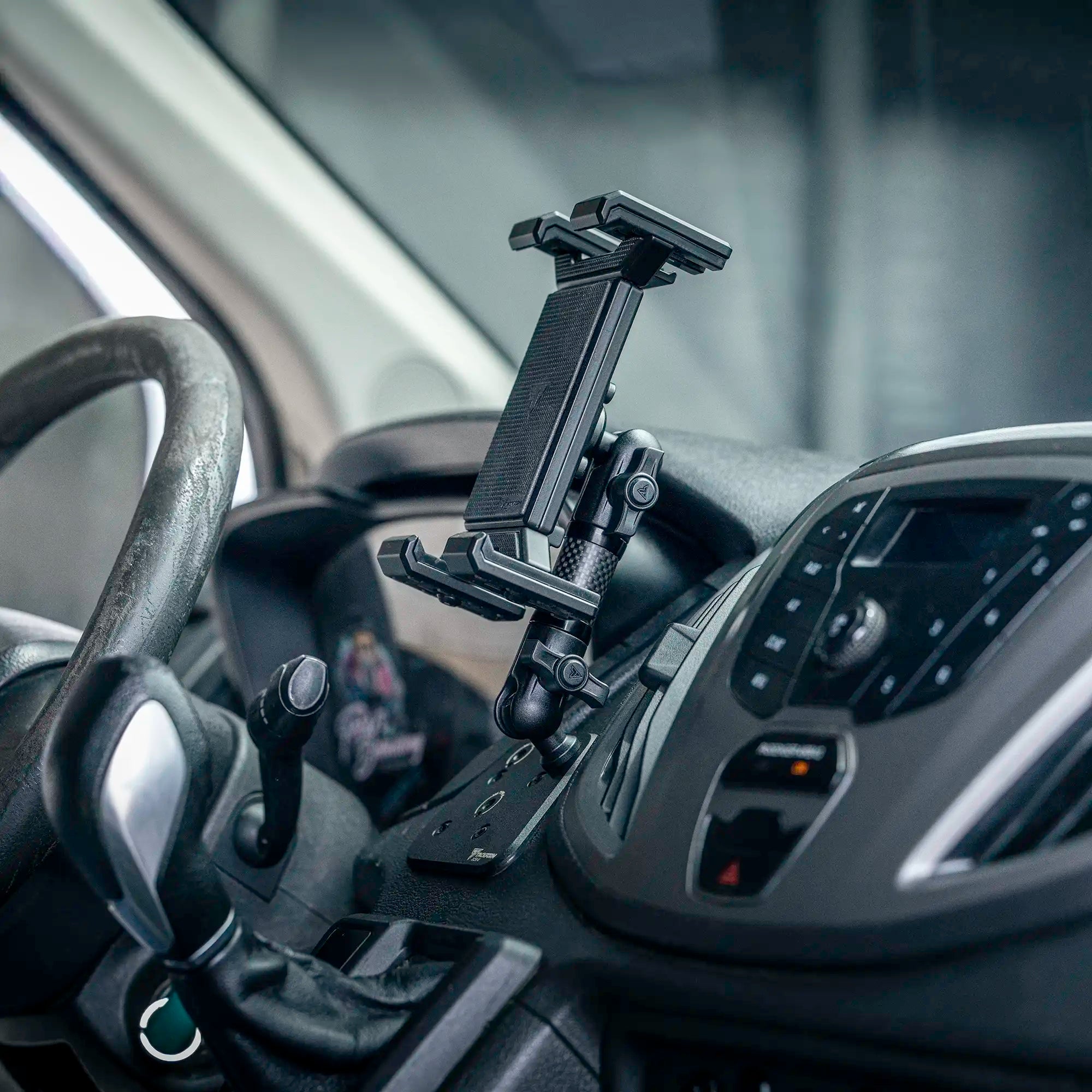 Dash Clip with All-Metal Tablet Mount installed in a Ford Transit