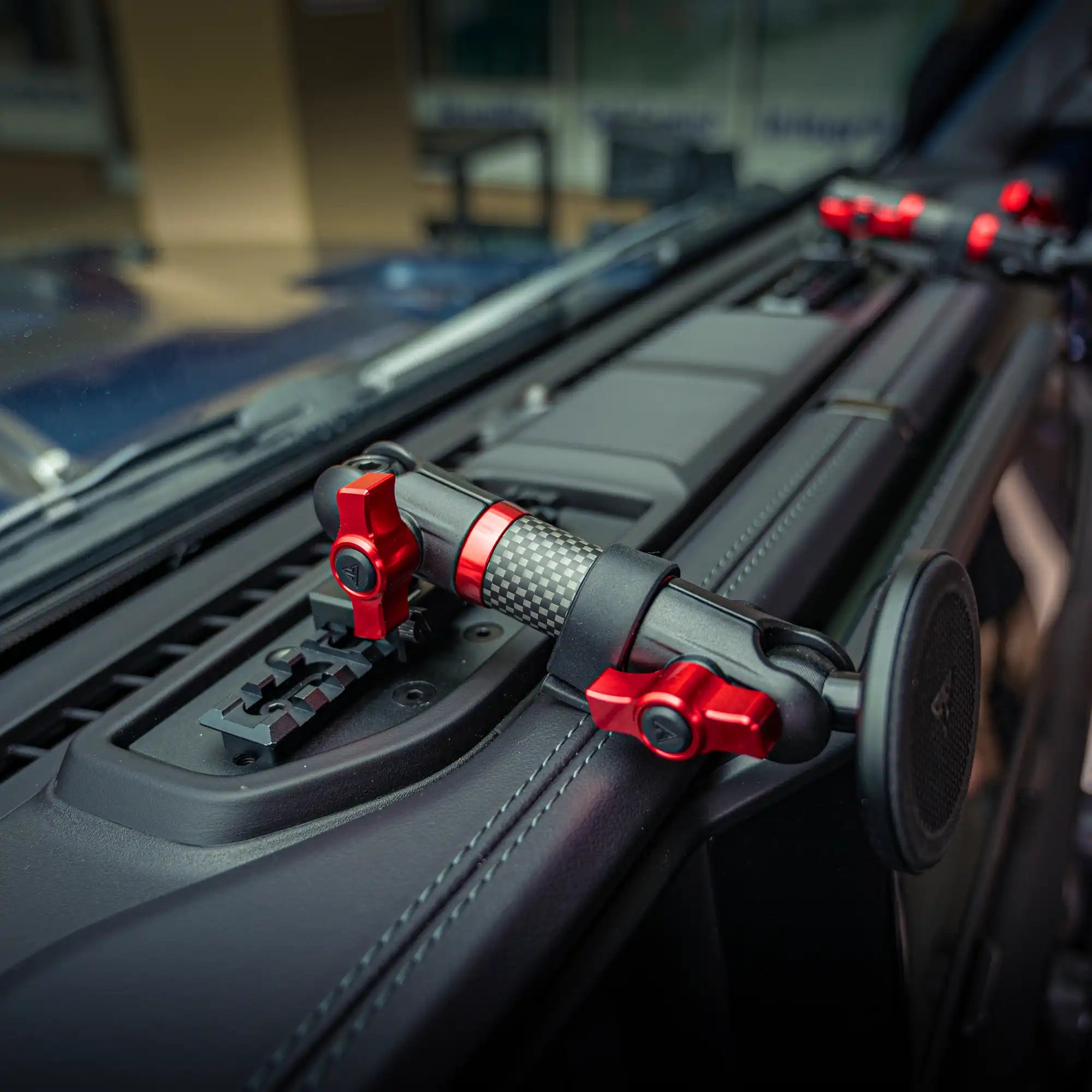 Jeep MagSafe Dash Kit Phone Holder with Red Accent Knobs
