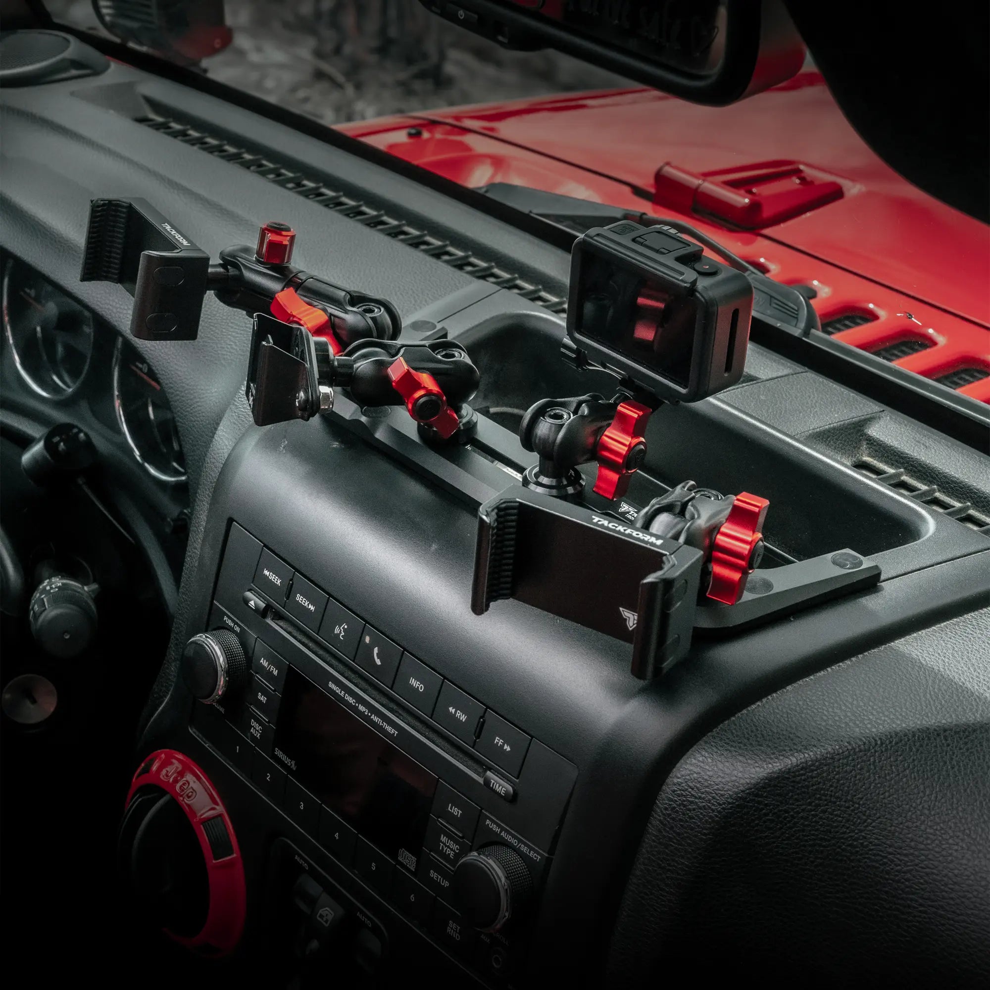 Jeep JK JKU Dash Kit Dashboard Bracket Phone Holder with GoPro Mount and Radio Holder