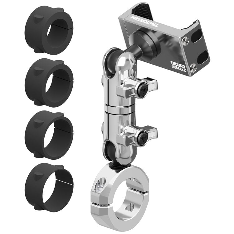 Chrome Motorcycle Phone Mount | BC3 Universal Clamp for 7/8" to 1-1/4" Handlebars | 3.5" DuraLock™ Arm