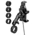 Black Motorcycle Adventure Cradle Phone Mount | Wireless Charging and Vibration Dampening | BC3 Universal Clamp for 7/8" to 1-1/4" Handlebars | 3.5" DuraLock™ Arm