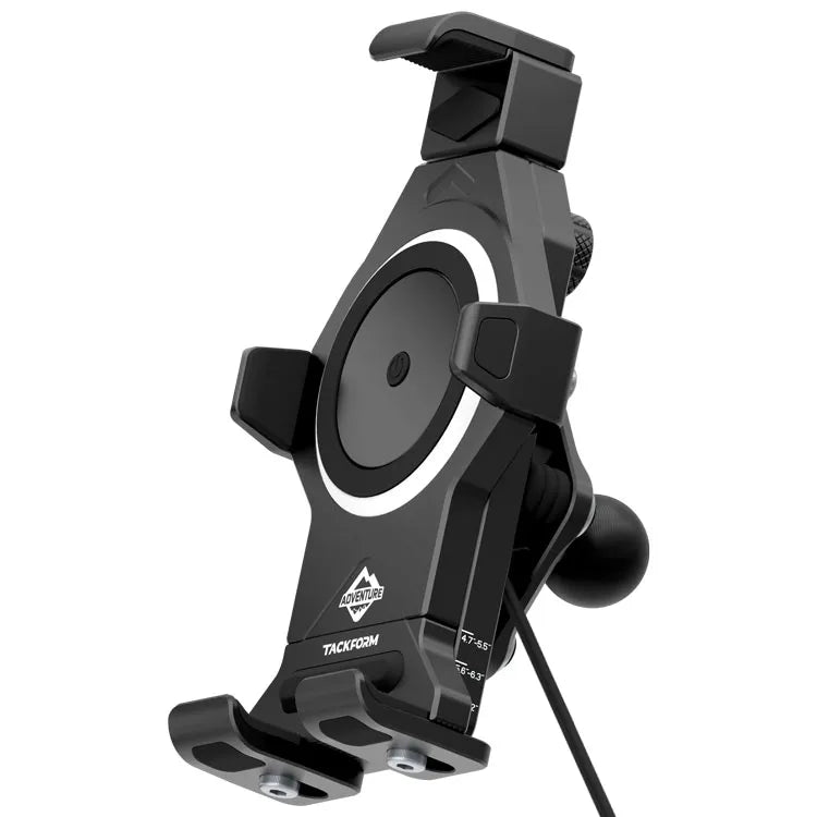 Adventure Phone Holder with Wireless Charging | Vibration Dampening | 20mm Ball (Bar Clamp Not Included)