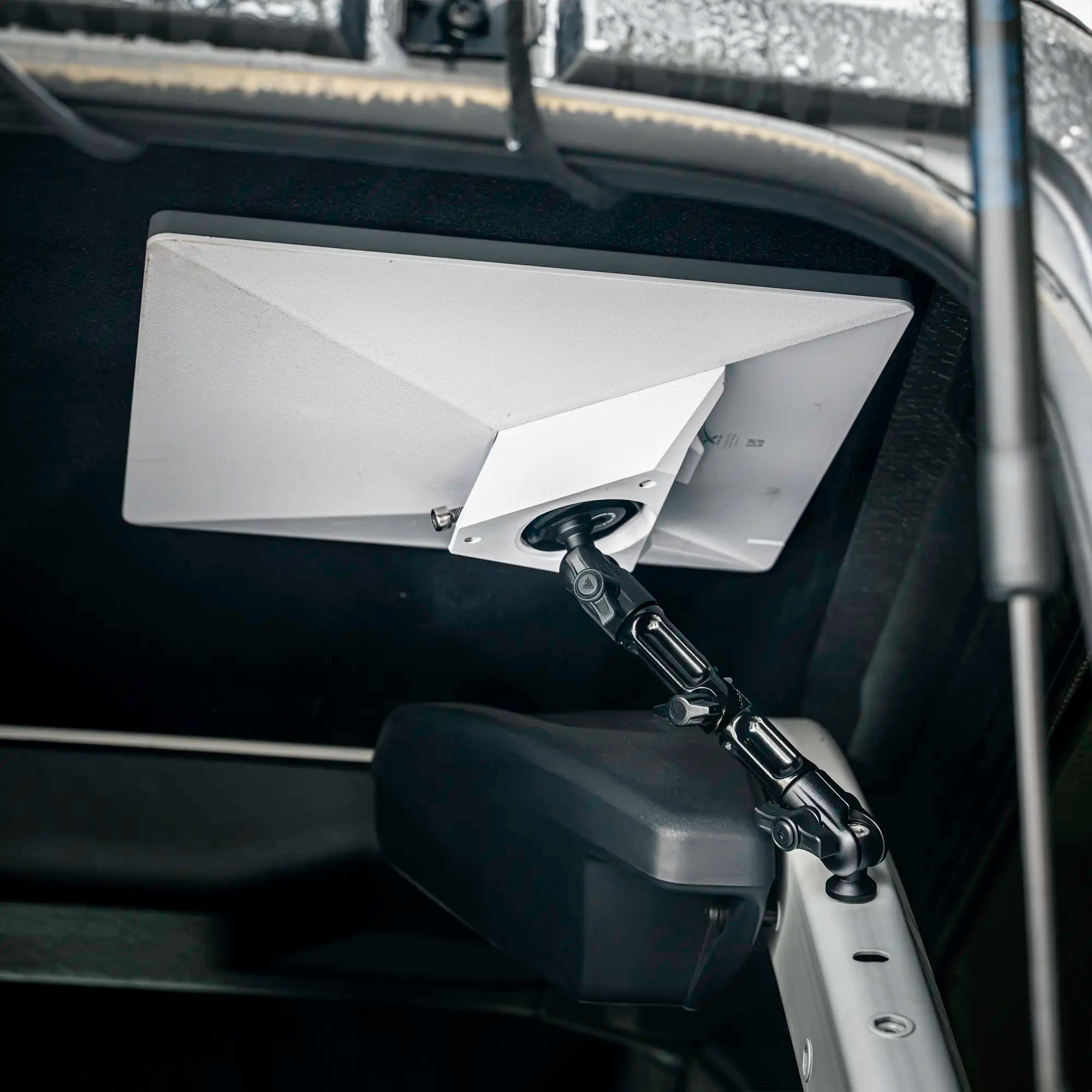Lifestyle Photo of Ford Bronco Starlink Mini Mount installed in C-Pillar