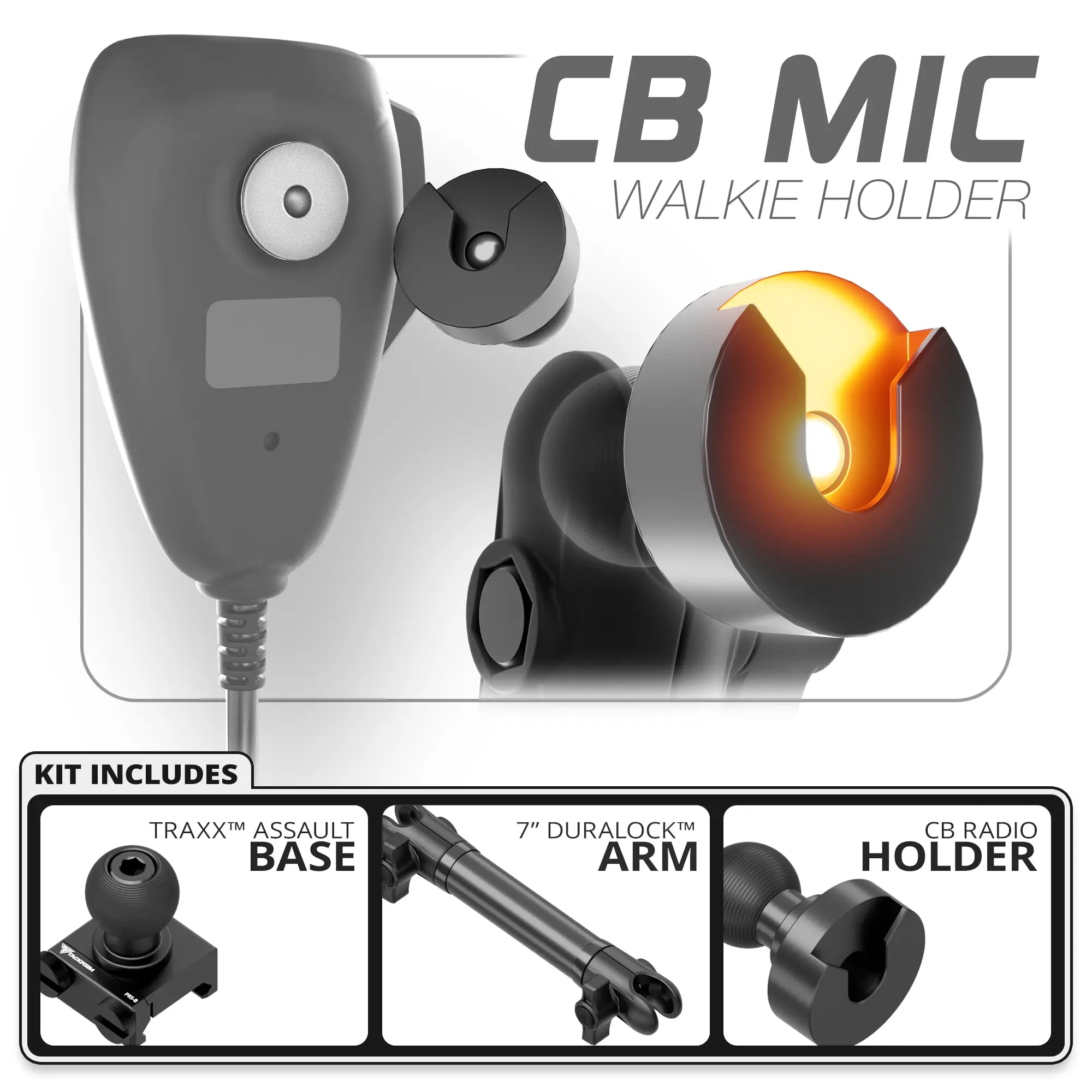 CB Radio Holder | TRAXX™ - Assault Track Picatinny Base | 7" DuraLock Arm