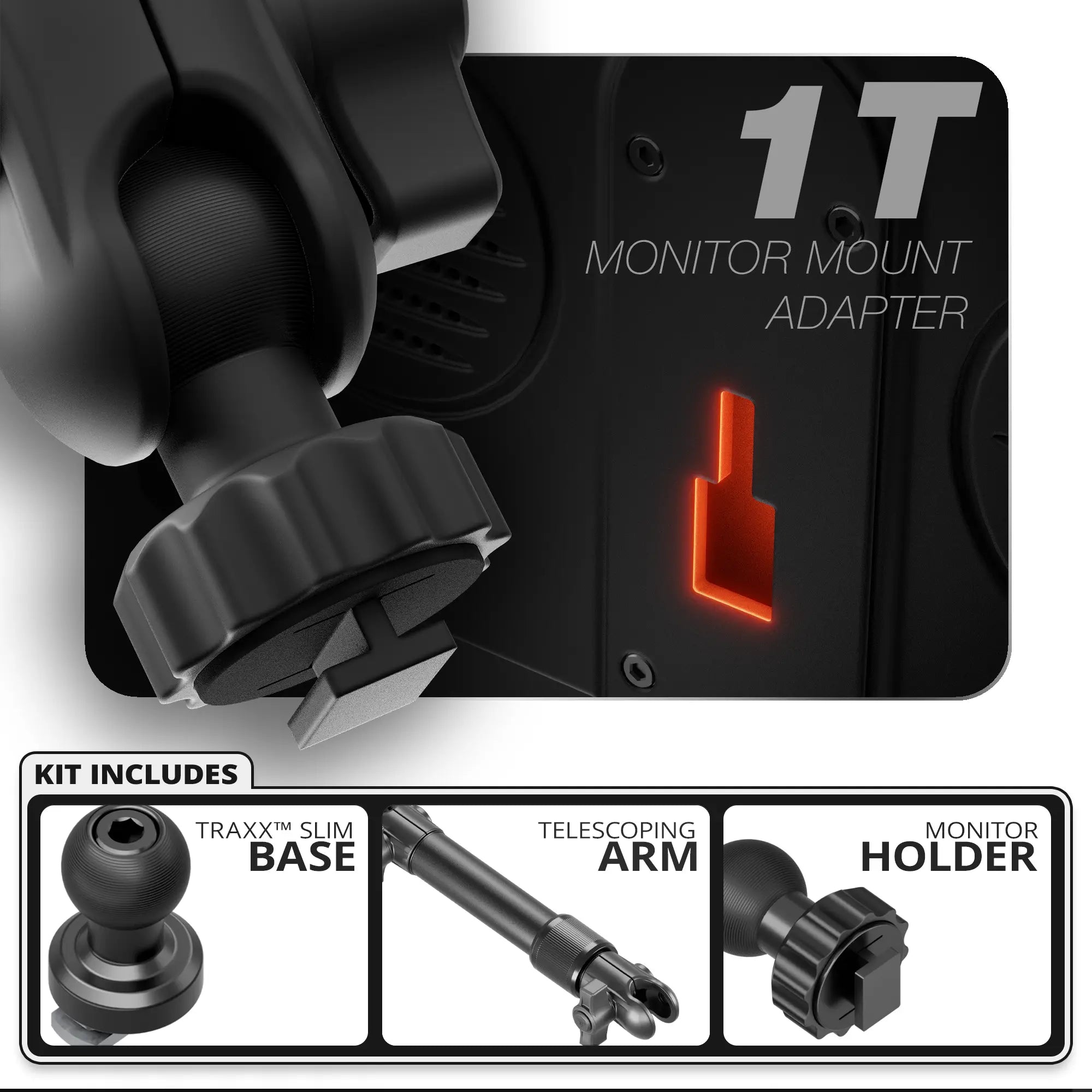 Single T Fixed | TRAXX™ - Slim Track Base | 7.5" - 9.25" Telescoping Arm