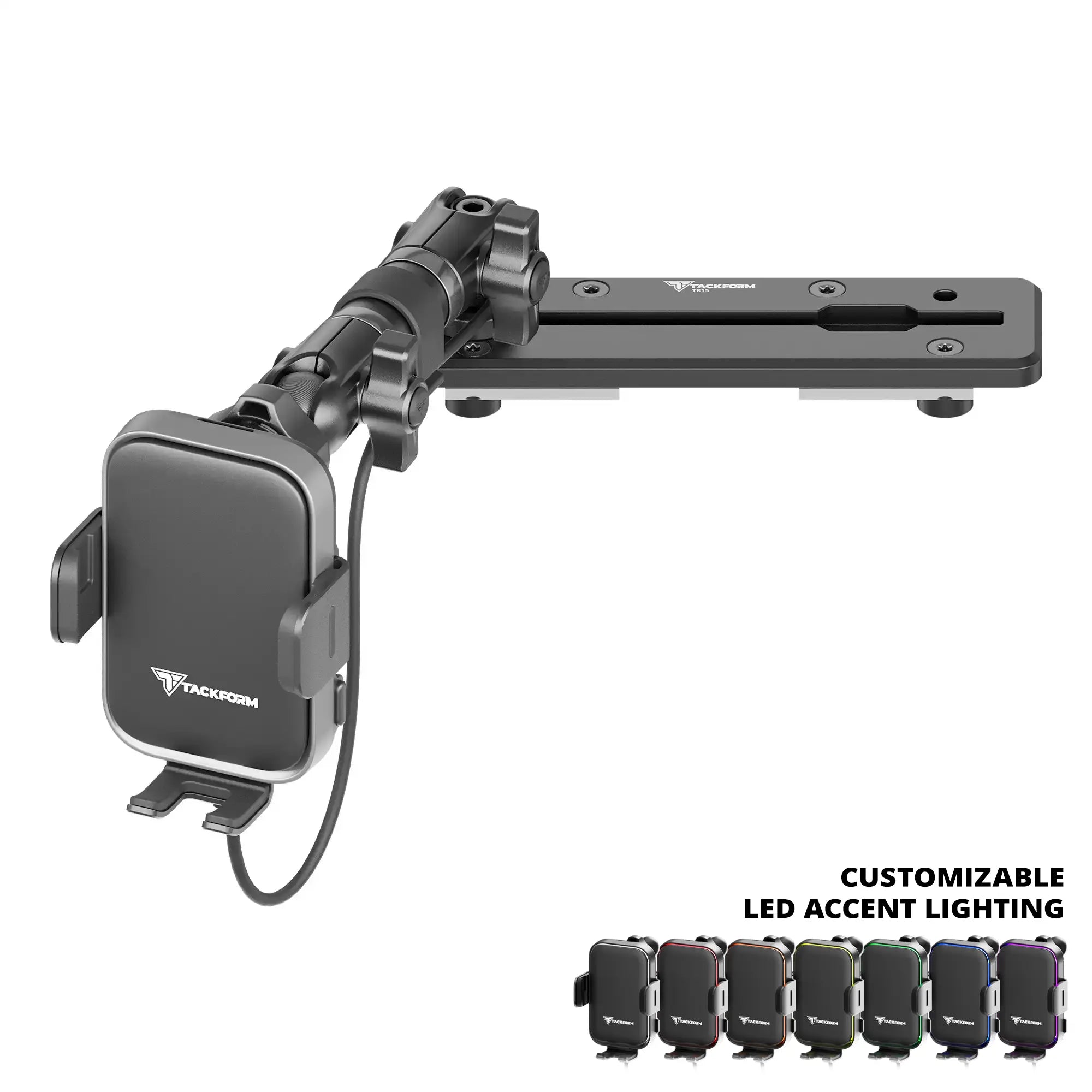 2013-2018 RAM & 2019-2024 RAM Classic Tackform Slim Track Dash Bracket With Qi Wireless Charging Phone Mount & Customizable LED Accent Lighting