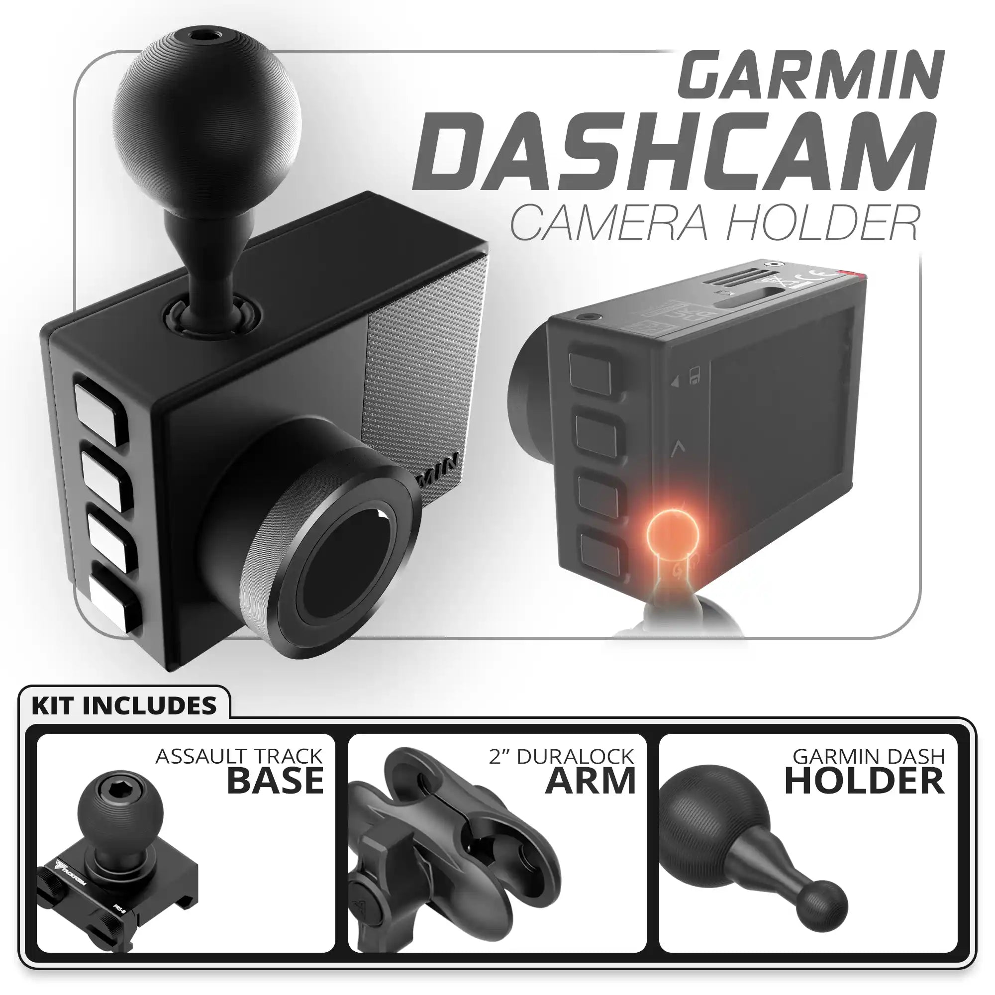 Garmin Dash Cam | TRAXX™ - Assault Track Picatinny Base | 2" DuraLock Arm