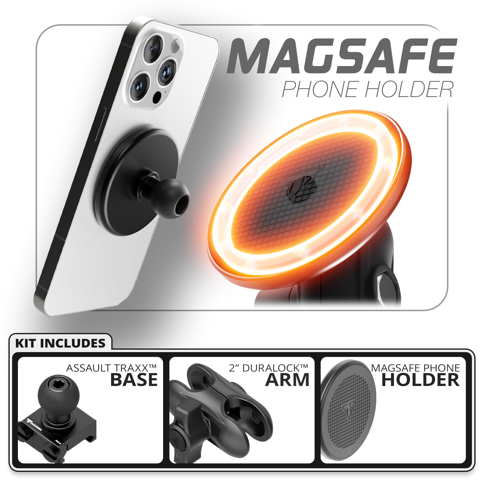 MagSafe Phone Holder  | TRAXX™ - Assault Track Picatinny Base | 2" DuraLock Arm