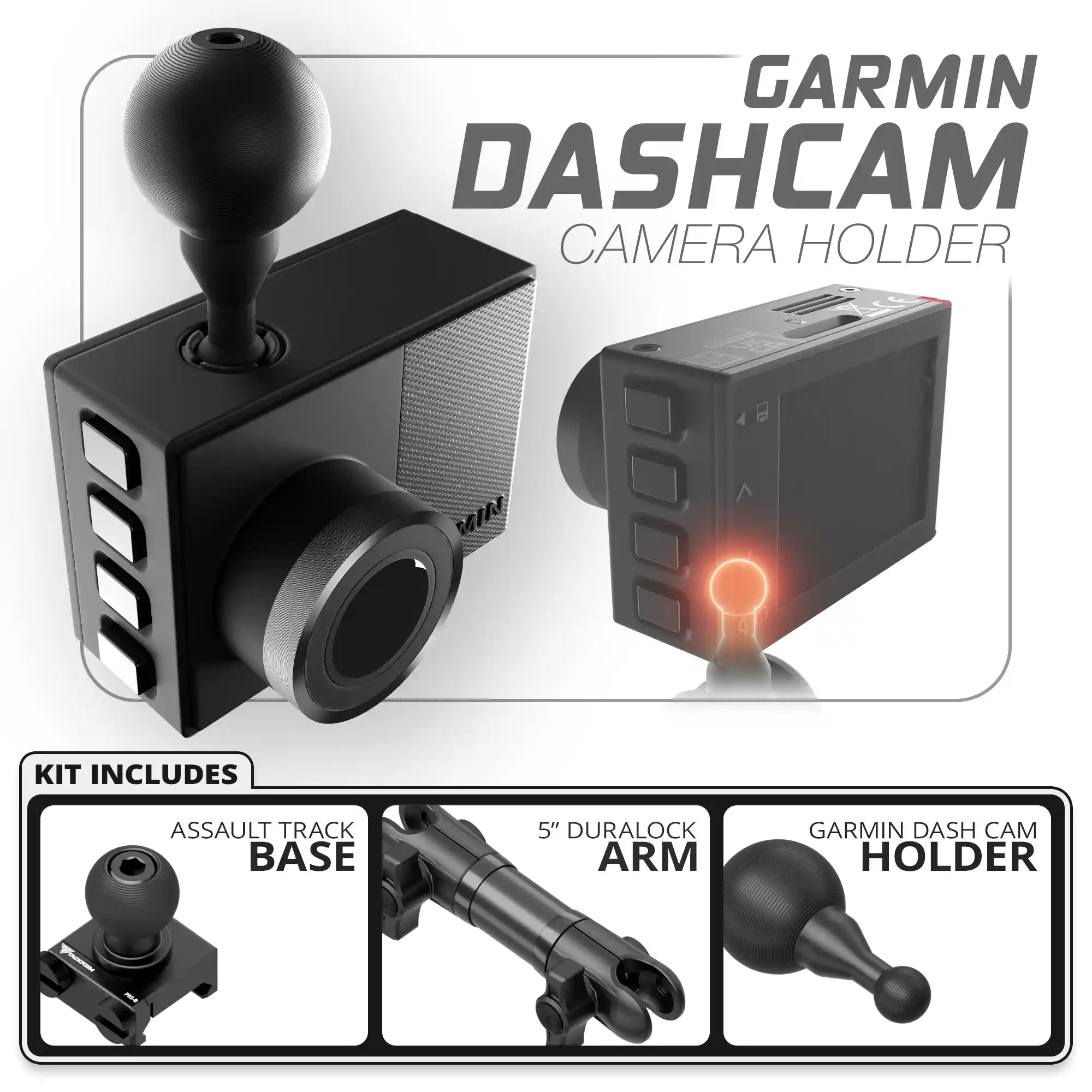 Garmin Dash Cam | TRAXX™ - Assault Track Picatinny Base | 5" DuraLock Arm