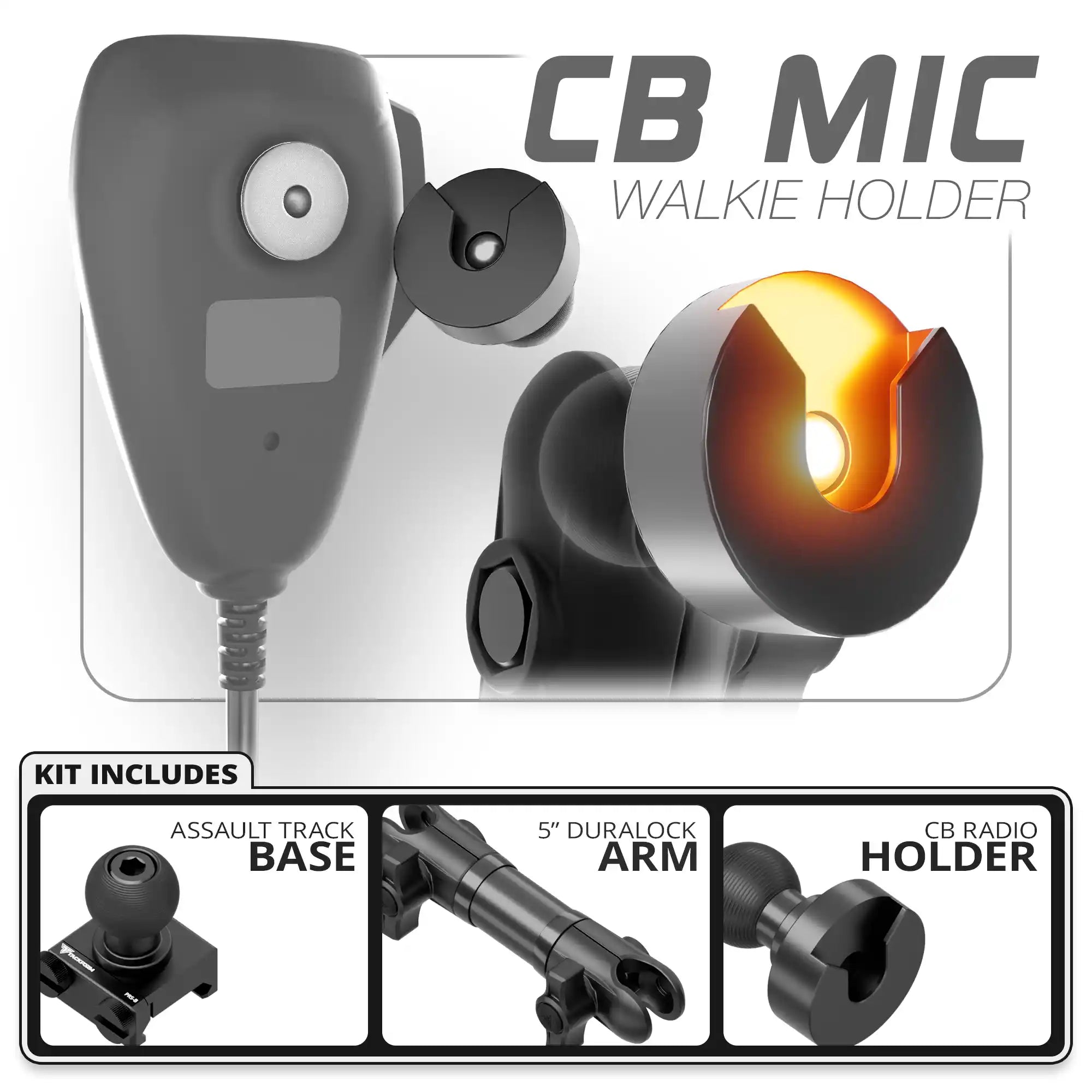 CB Radio Holder | TRAXX™ - Assault Track Picatinny Base | 5" DuraLock Arm