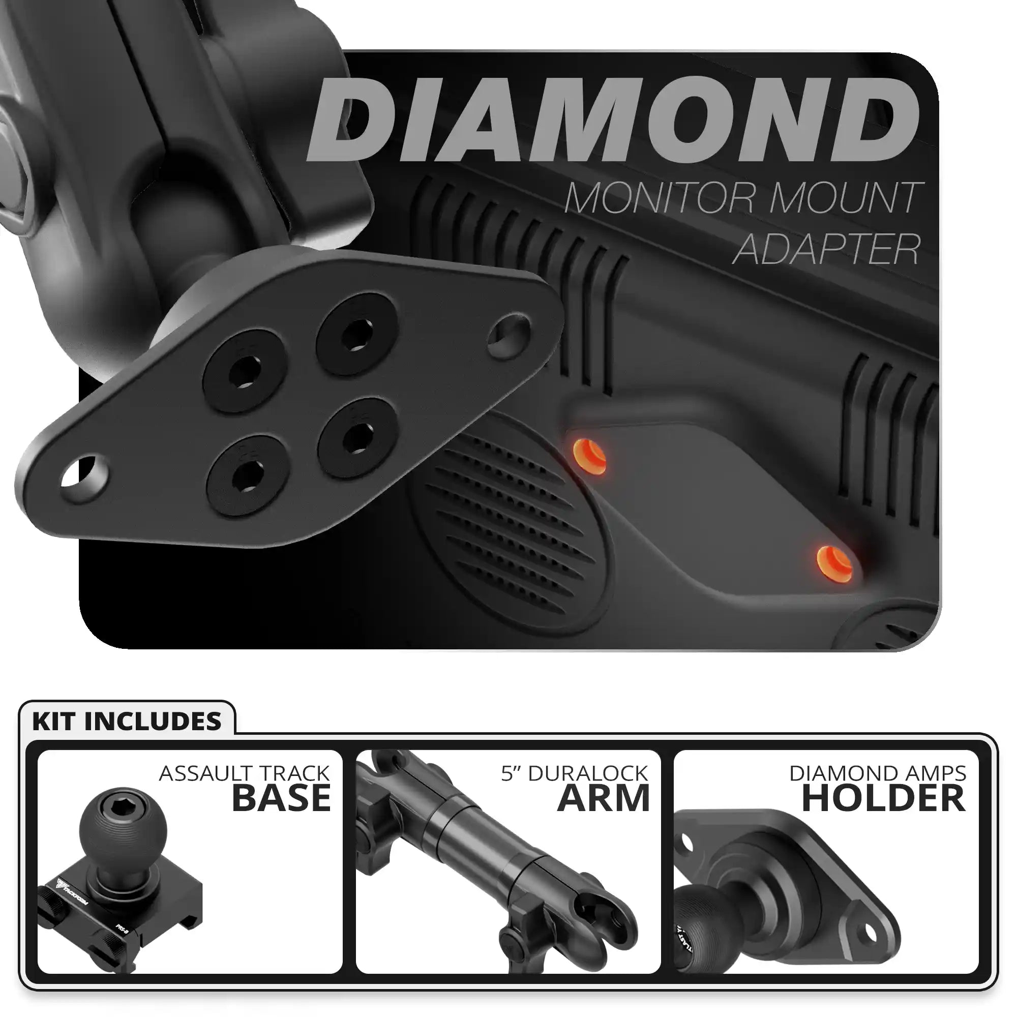 Diamond AMPS | TRAXX™ - Assault Track Picatinny Base | 5" DuraLock Arm