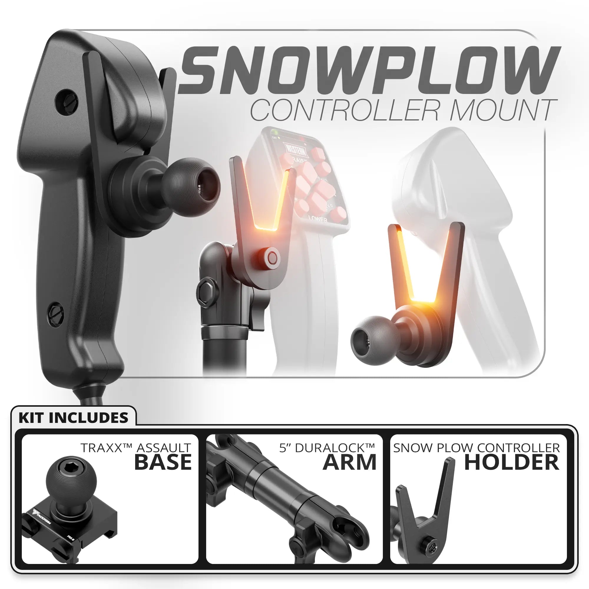 Snow Plow Controller Holder | TRAXX™ - Assault Track Picatinny Base | 5" DuraLock Arm