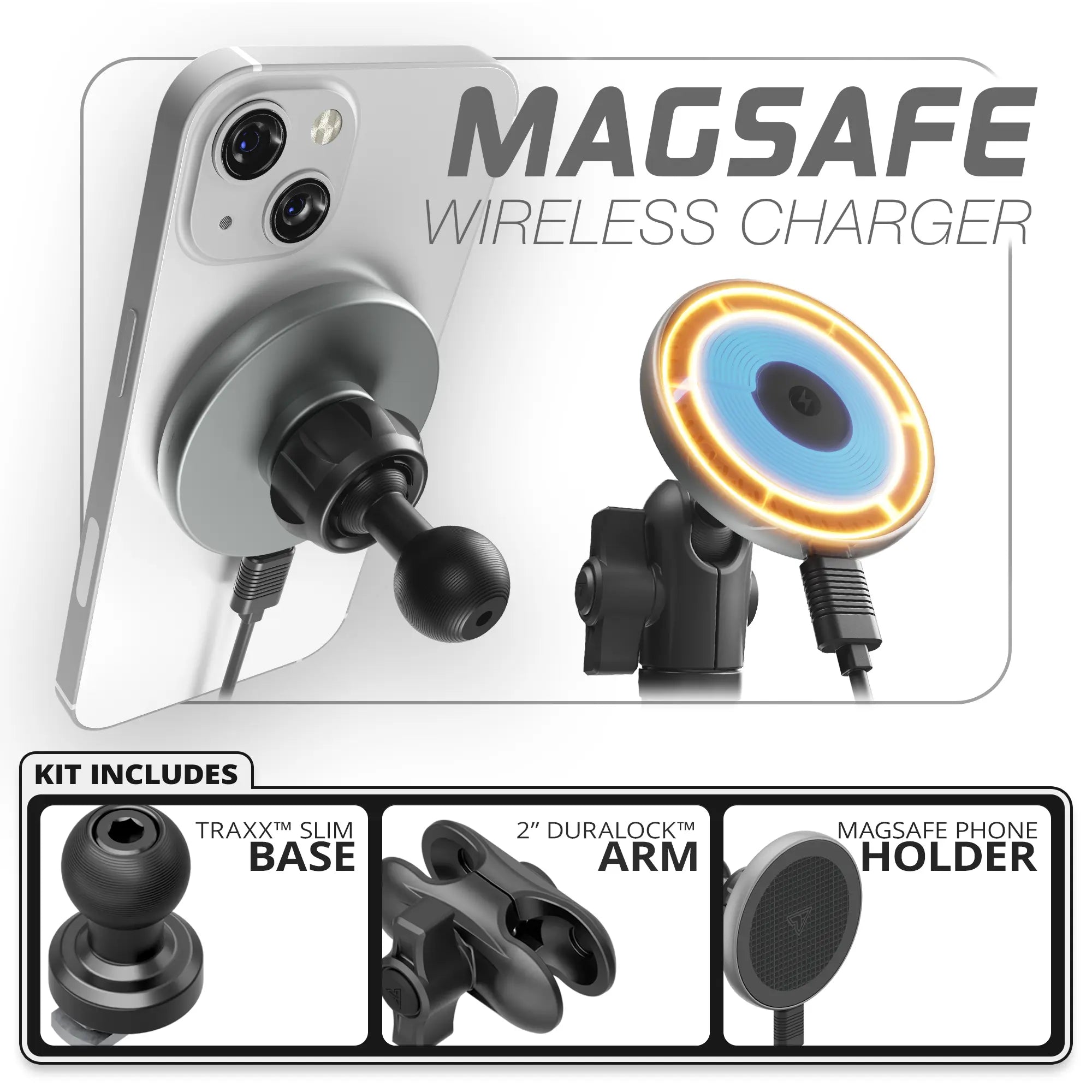 MagSafe Charging Phone Holder  | TRAXX™ - Slim Track Base | 2" DuraLock Arm