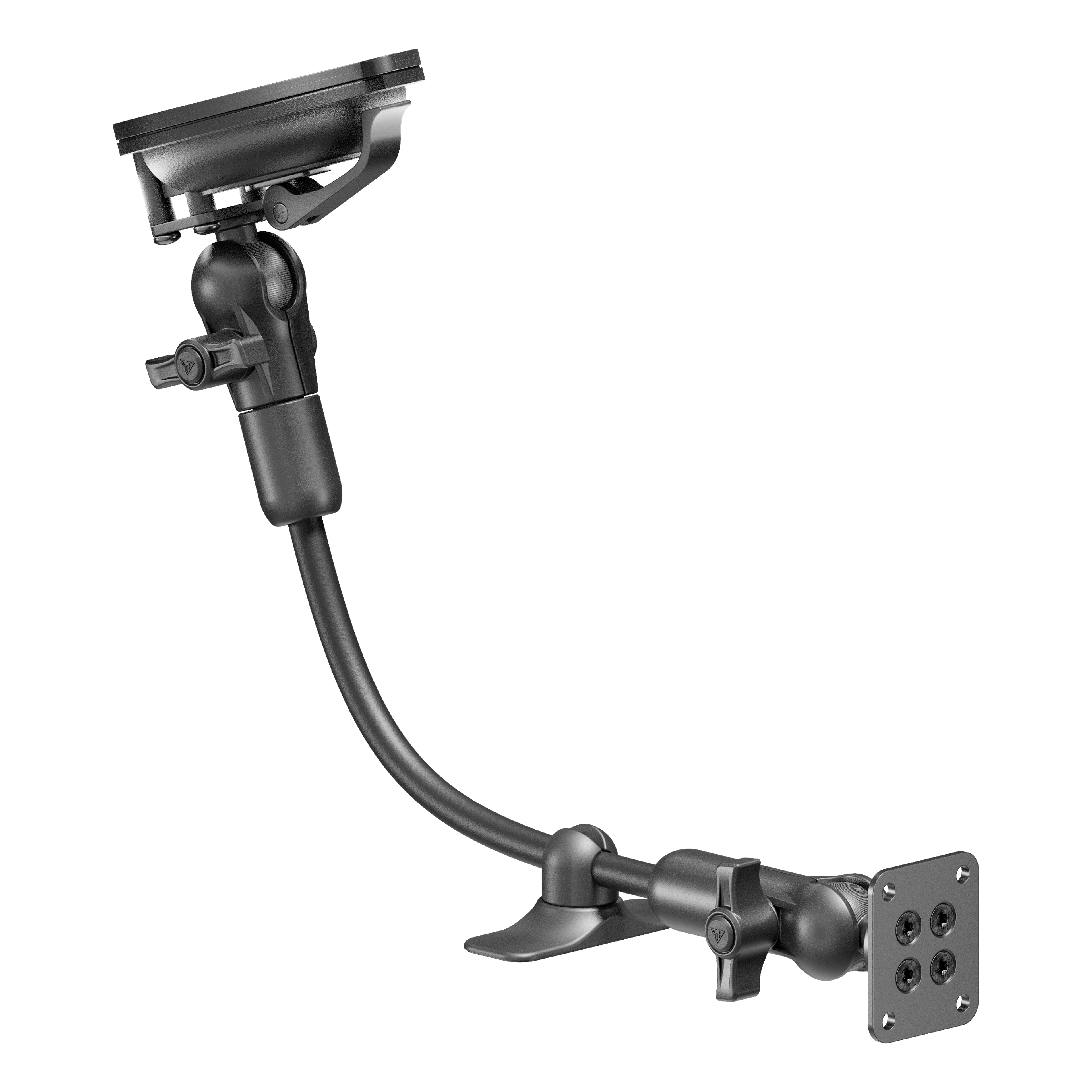 Windshield Suction Cup Mount With All-Metal Universal AMPS Holder | Flex Arm W/ Dash Stabilizer