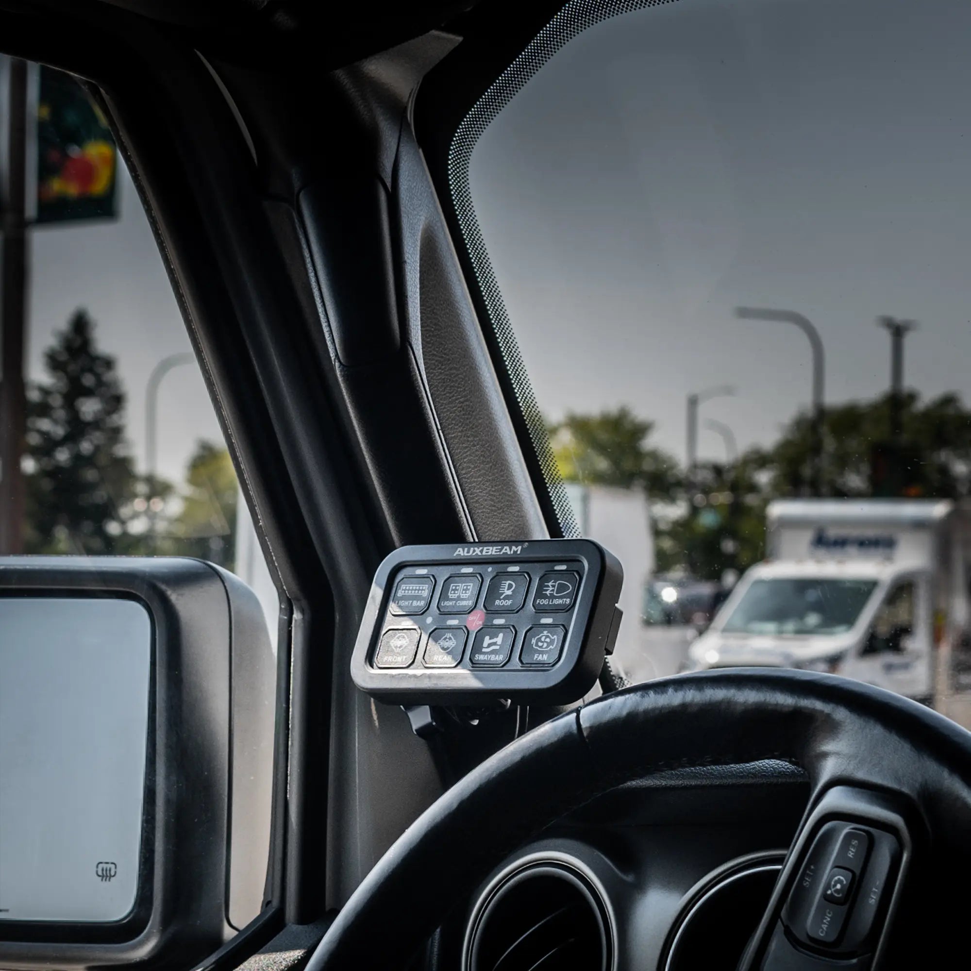 All Metal Jeep Grab Handle Mount With Short Reach Arm and Switch Panel Holder Mount for Auxbeam