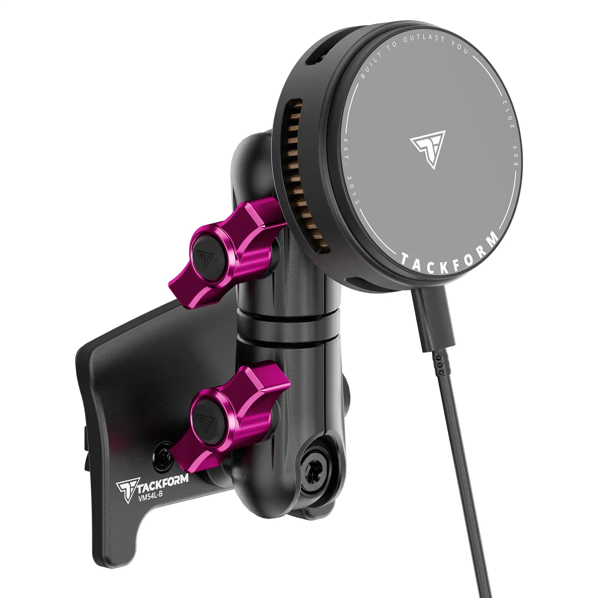 Product image of black Tacoma Phone Mount with 25W Qi Magnetic Phone Charger Compatible with MagSafe with active cooling and Pink Billet Knobs