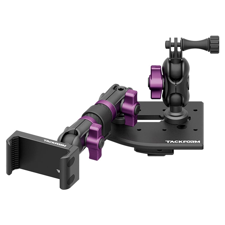 Tackform Jeep Wrangler Dash Kit with Spring Phone Cradle, GoPro Mount, And Purple Color Accent Knobs 
