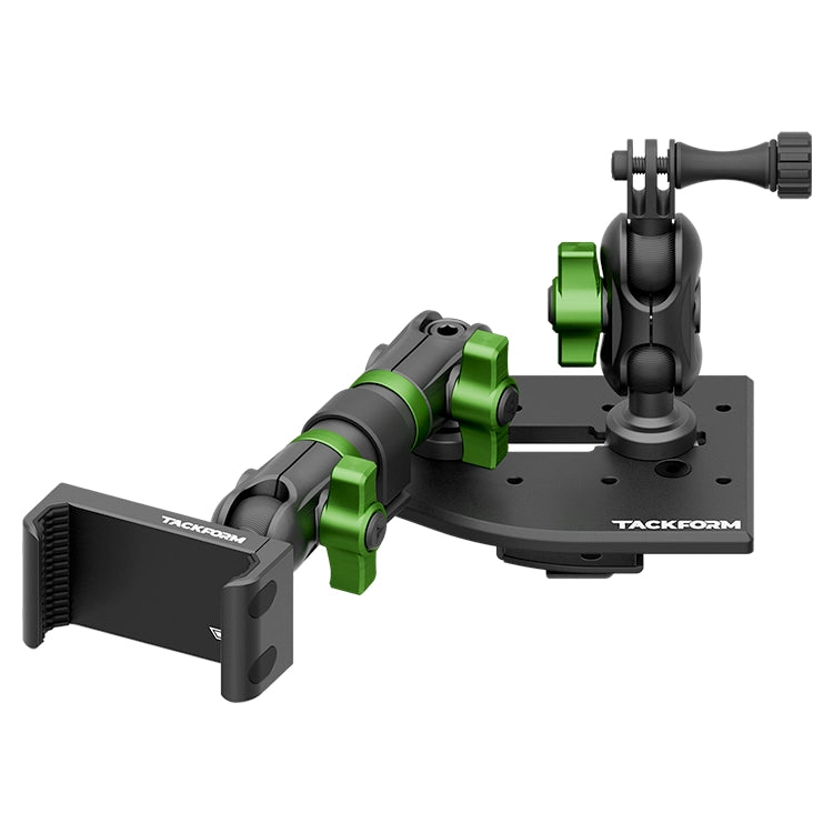 Tackform Jeep Wrangler Dash Kit with Spring Phone Cradle, GoPro Mount, And Green Color Accent Knobs 
