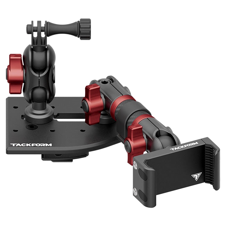 Tackform Passenger Jeep Wrangler Dash Kit with Spring Phone Cradle, GoPro Mount, And Red Color Accent Knobs 
