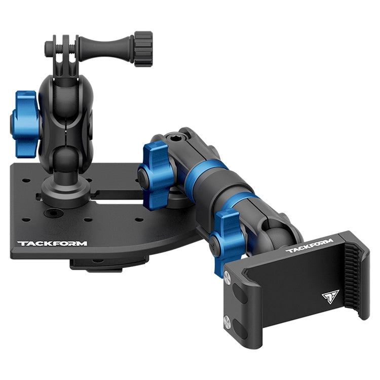 Tackform Passenger Jeep Wrangler Dash Kit with Spring Phone Cradle, GoPro Mount, And Blue Color Accent Knobs 
