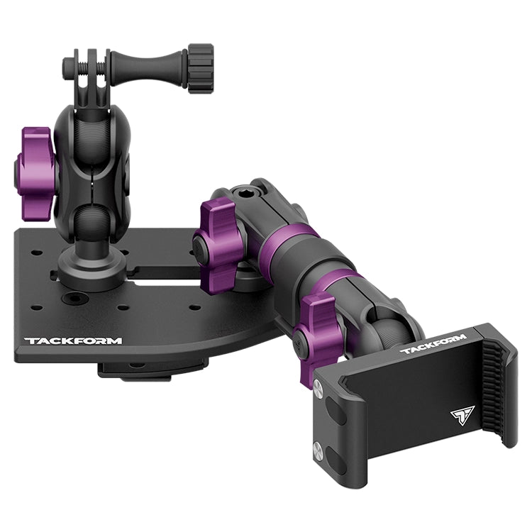 Tackform Passenger Jeep Wrangler Dash Kit with Spring Phone Cradle, GoPro Mount, And Purple Color Accent Knobs 
