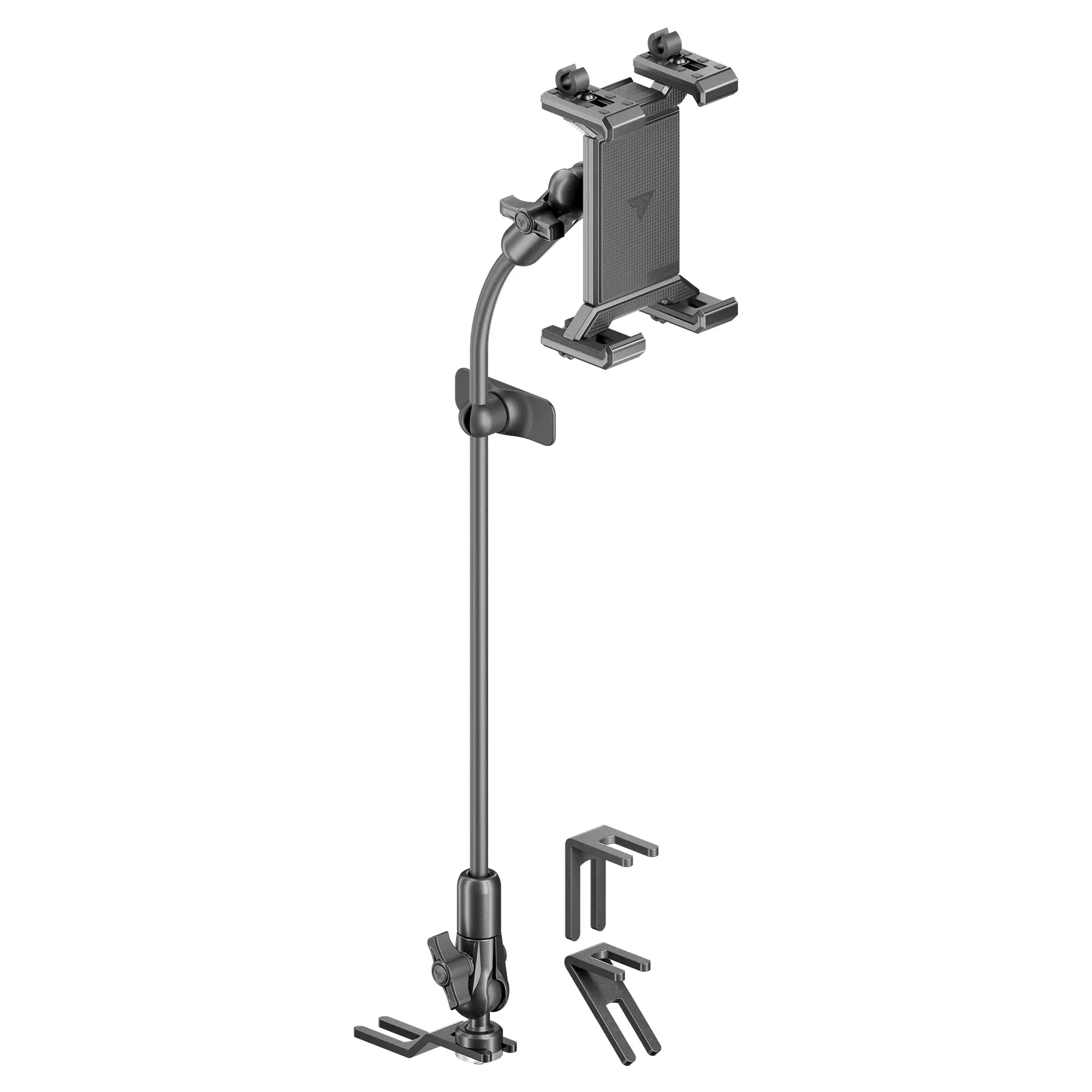 Floor Bolt Semi Truck Gooseneck Rigid Flex Arm All Metal Adjustable Tablet Mount 
