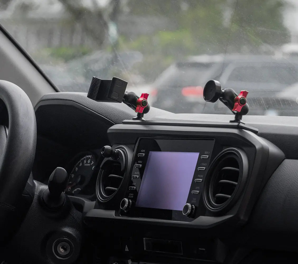 Toyota Tacoma All Metal Dashboard Mount with Spring Phone Mount and Magnetic Midland Radio Holder
