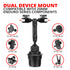 Dual Device Cup Holder Mount  | 4.75" Aluminum Tube Arm | Choose Your Holder Types