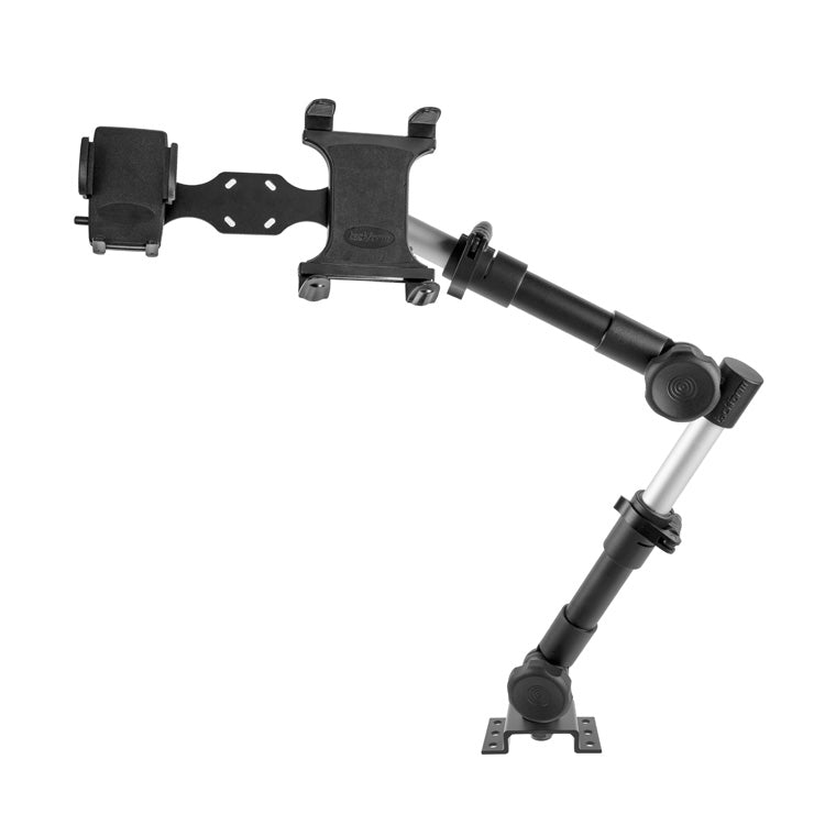 Heavy Duty Drill Base Mount | Phone and Tablet Holder | 20"-30" Aluminum Telescoping Arm | AMPS Connection