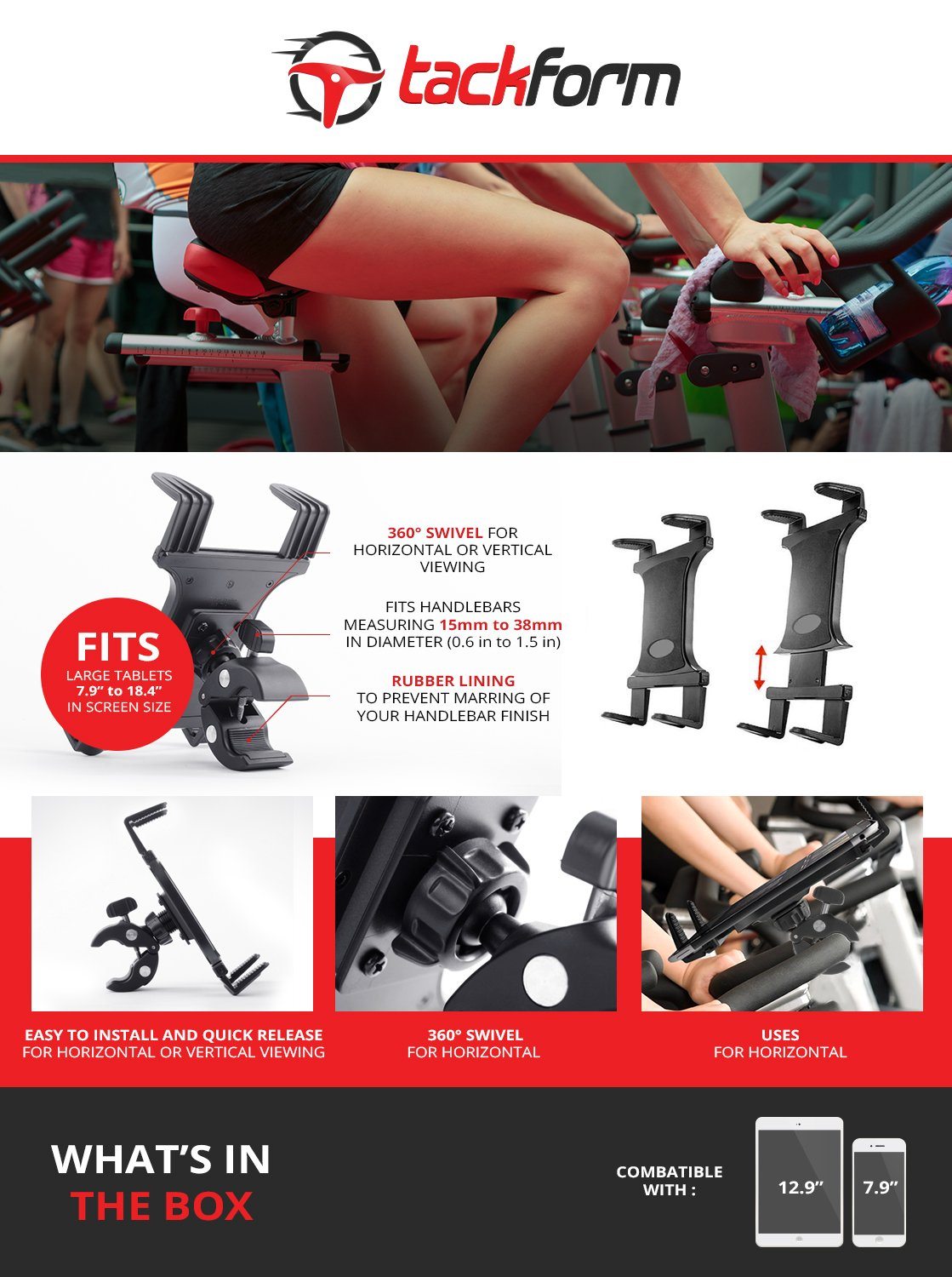 Mount Tablet to Indoor Bike, Spin Bike, Treadmill